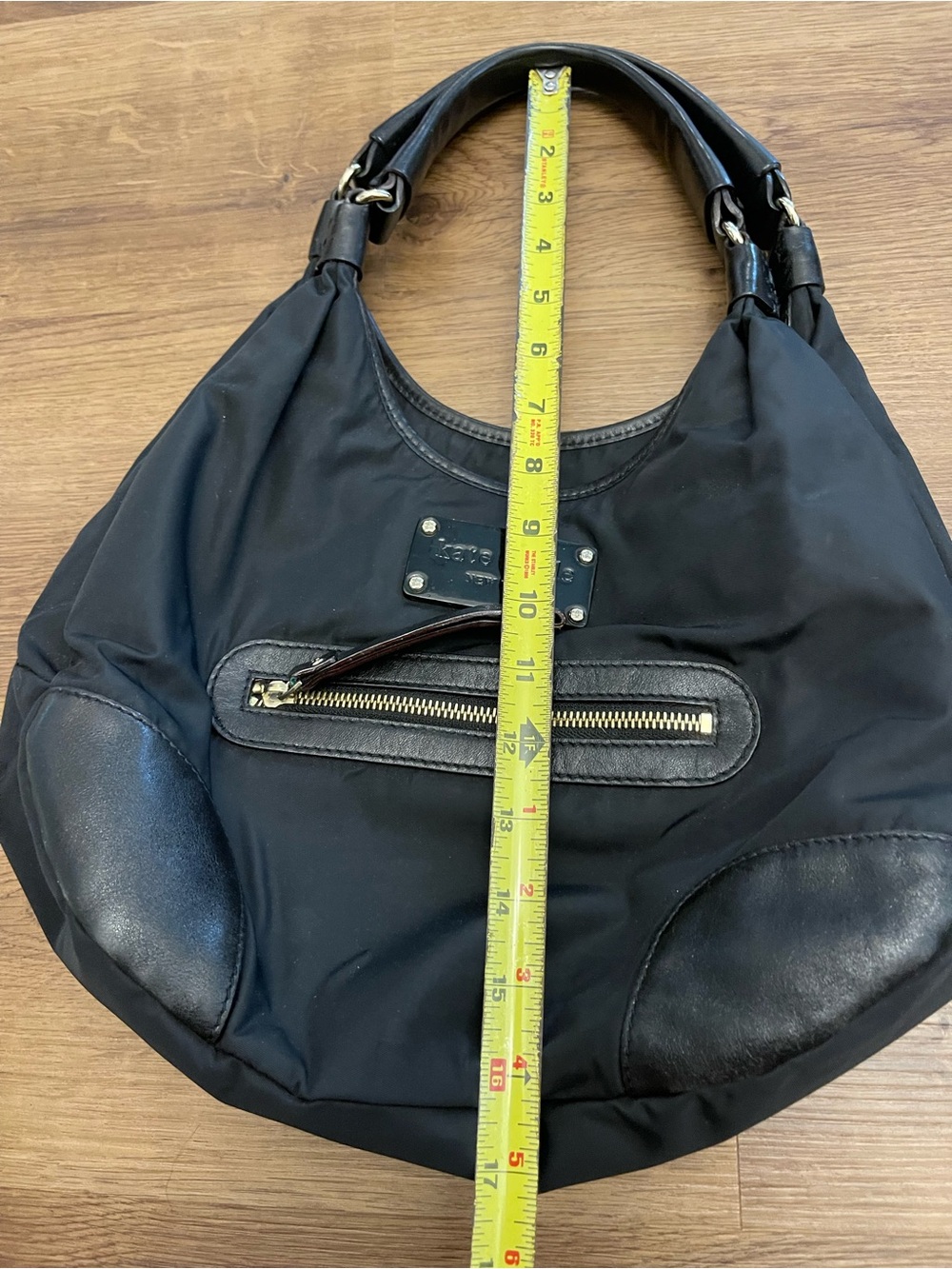 Kate Spade New York Classic Black Nylon/Leather Hobo Bag Purse Satchel - Picture 3 of 5